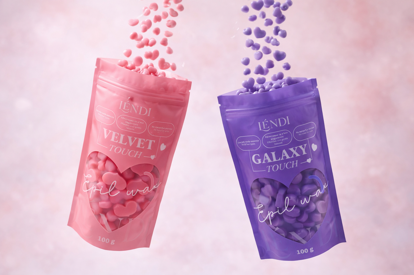 LÉNDI Epil Wax Beads – Velvet Touch & Galaxy Touch (100, 500g)