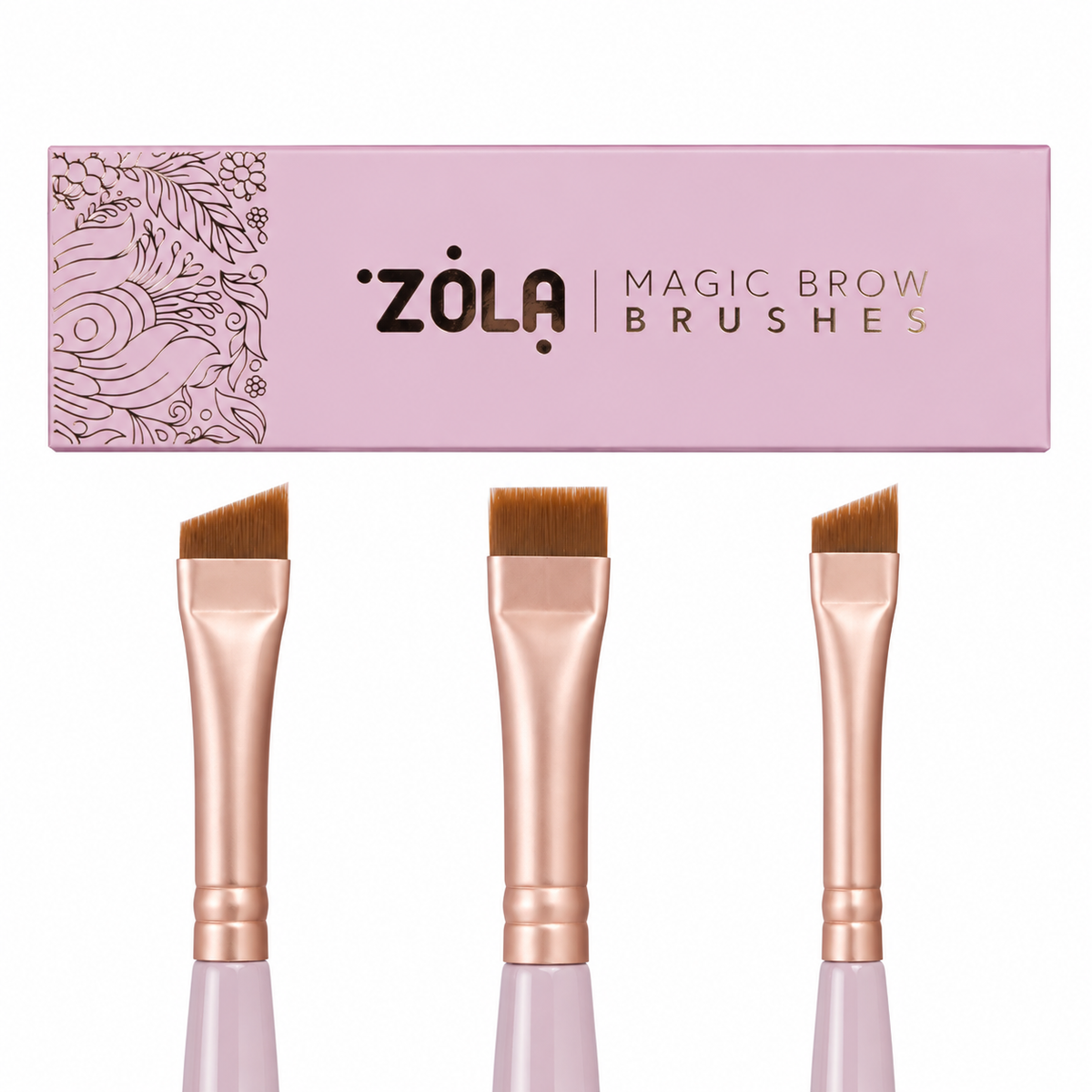 ZOLA PROFESSIONAL SET OF EYEBROW BRUSHES MAGIC BROW BRUSHES LIGHT PINK