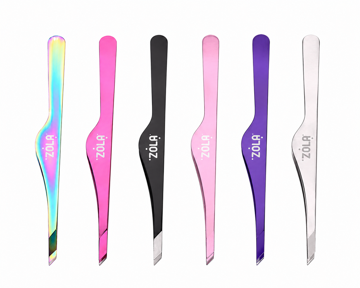 ZOLA Color Series Professional Beveled Tweezers for Eyebrows