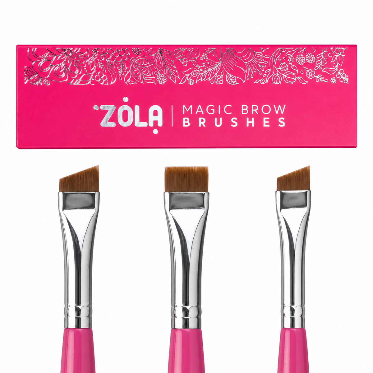 ZOLA PROFESSIONAL SET OF EYEBROW BRUSHES MAGIC BROW BRUSHES RASPBERRY