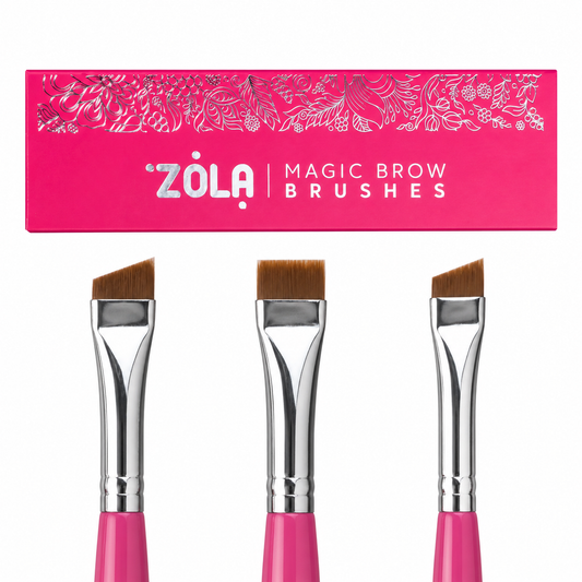 ZOLA PROFESSIONAL SET OF EYEBROW BRUSHES MAGIC BROW BRUSHES RASPBERRY