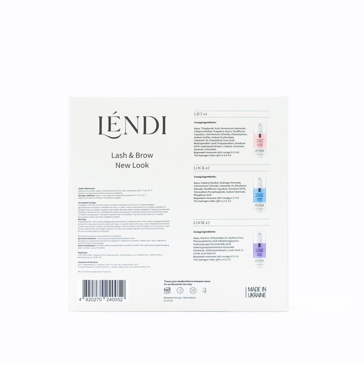 Lendi "Lash & Brow New Look" 3x10ml eyelash and eyebrow lamination kit
