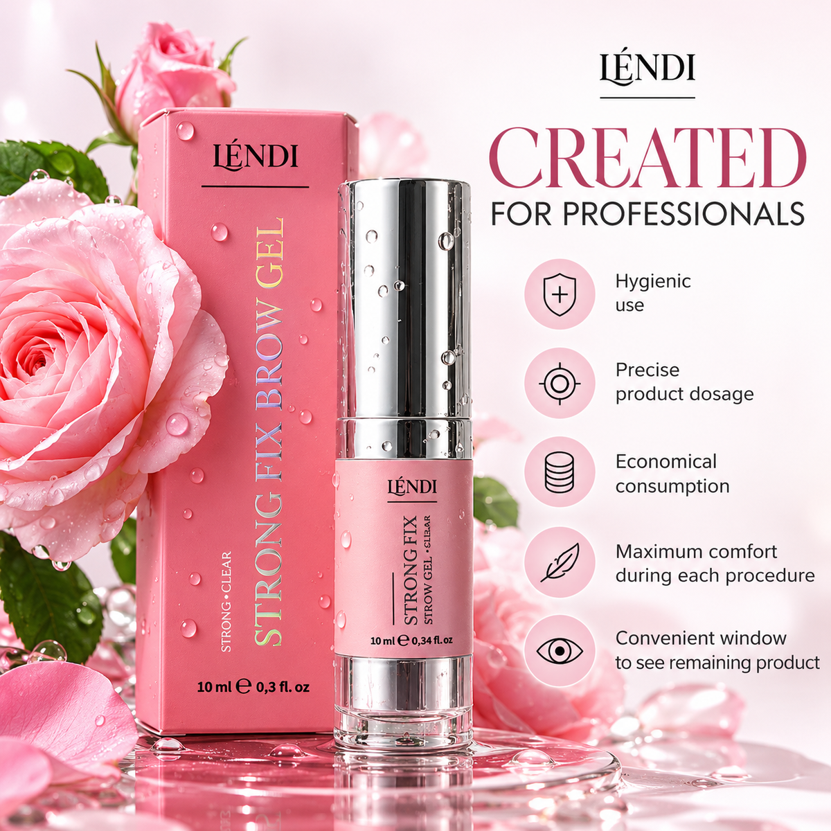 LÉNDI Strong Fix Brow Gel - Clear, 10 ml