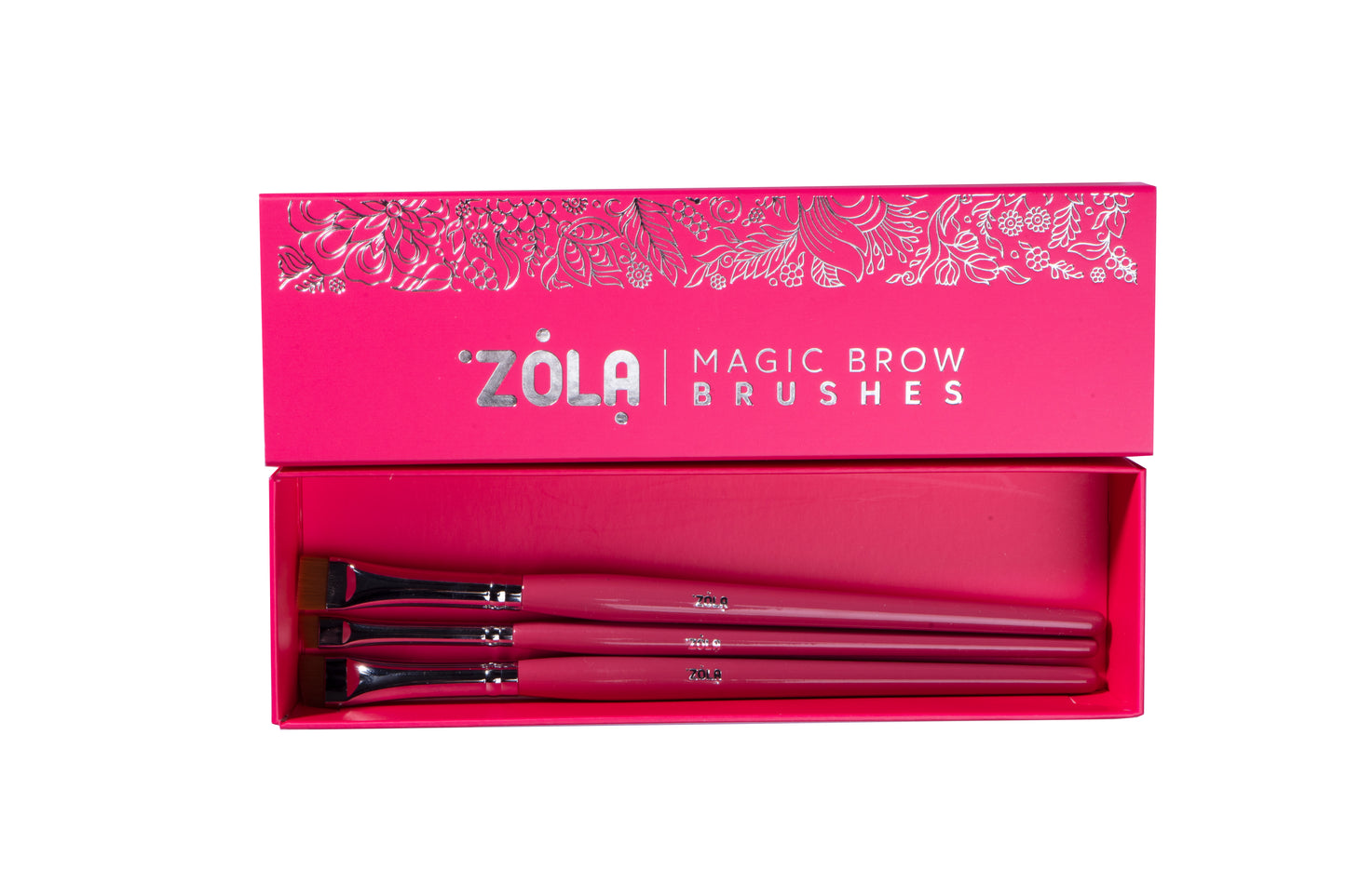 ZOLA PROFESSIONAL SET OF EYEBROW BRUSHES MAGIC BROW BRUSHES RASPBERRY