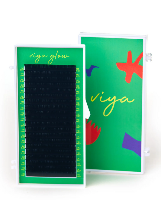 Eyelashes for extension Viya GLOW C - Black