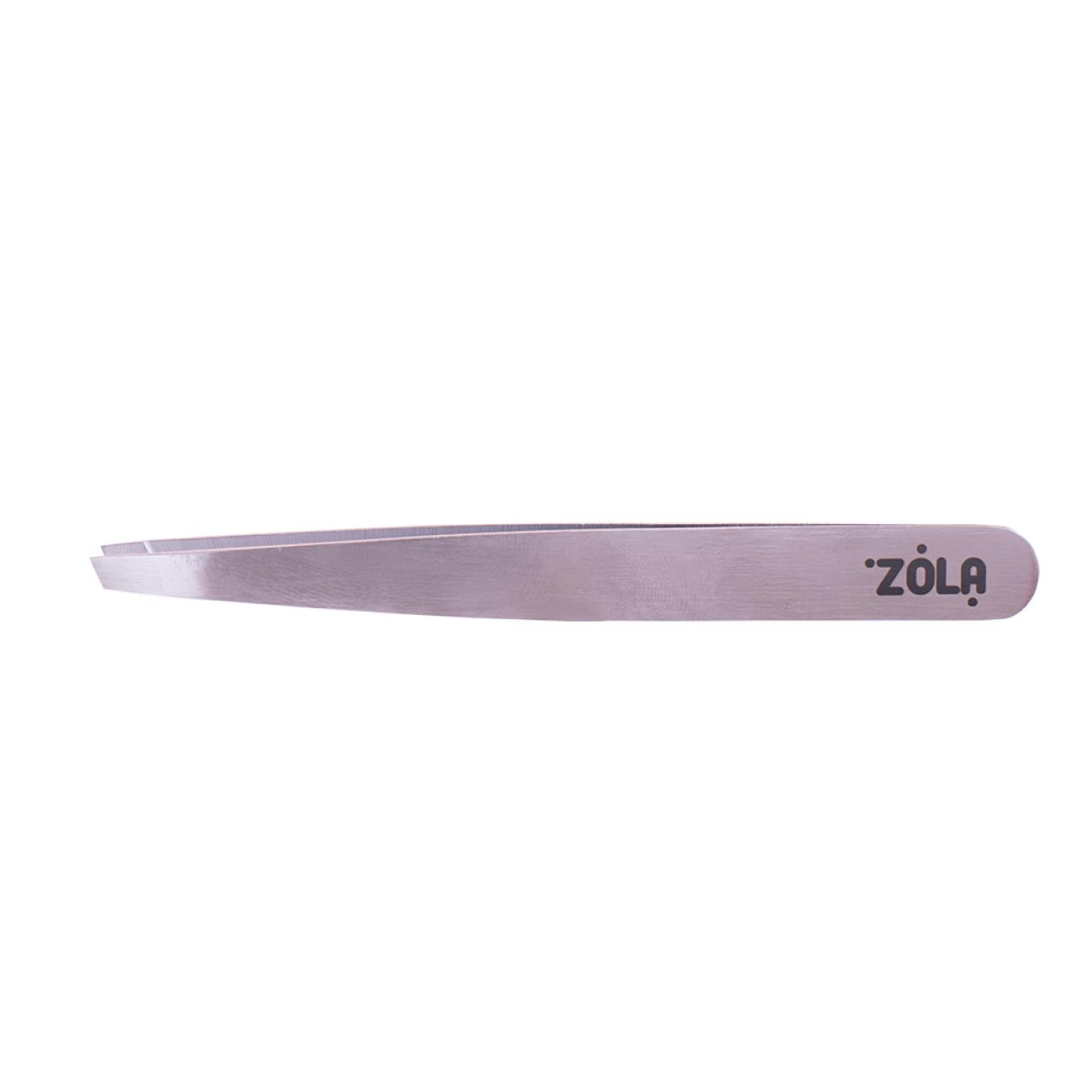 ZOLA Color Series Professional beveled tweezers for eyebrows SILVER