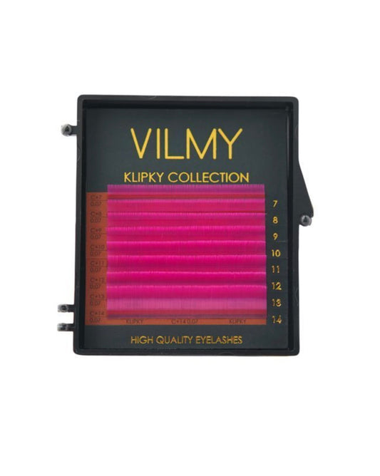 Vilmy “Klipky” Eyelash Extensions — Hot Pink (H.PINK)&nbsp;Mix 7–14 mm, C, C+ Curl