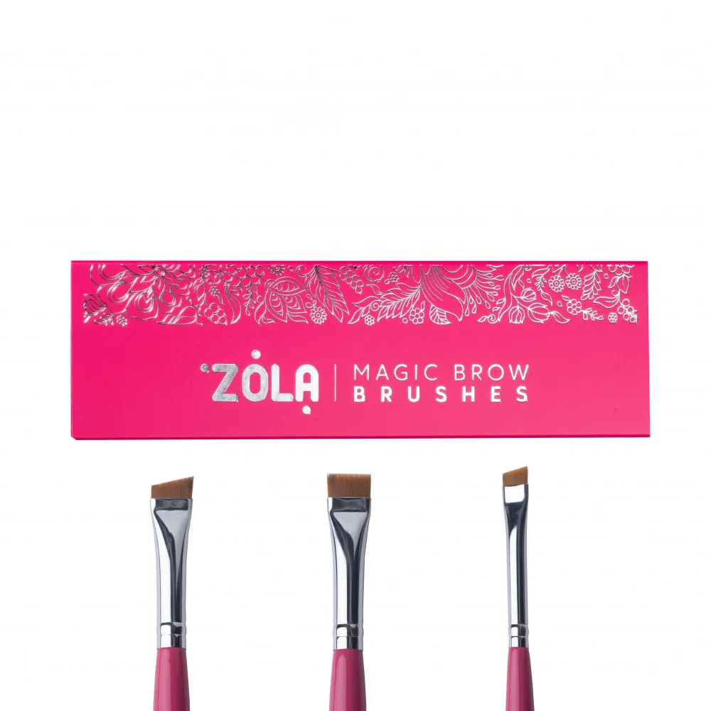 ZOLA PROFESSIONAL SET OF EYEBROW BRUSHES MAGIC BROW BRUSHES RASPBERRY