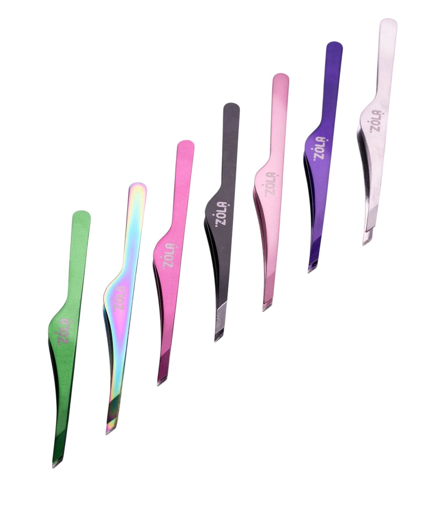 ZOLA Color Series Professional Beveled Tweezers for Eyebrows