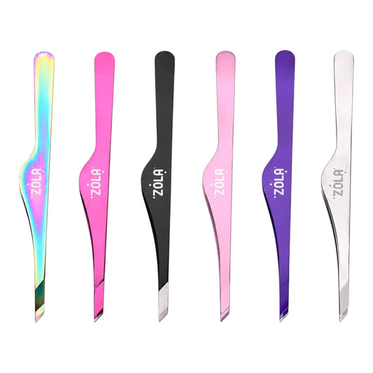 ZOLA Color Series Professional Beveled Tweezers for Eyebrows