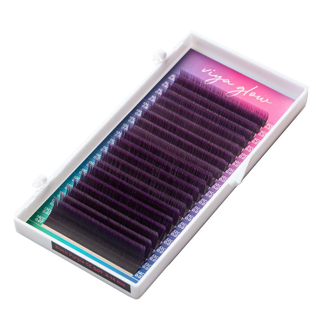 Eyelashes for extension Viya GLOW MIX - Black Purple OMBRE