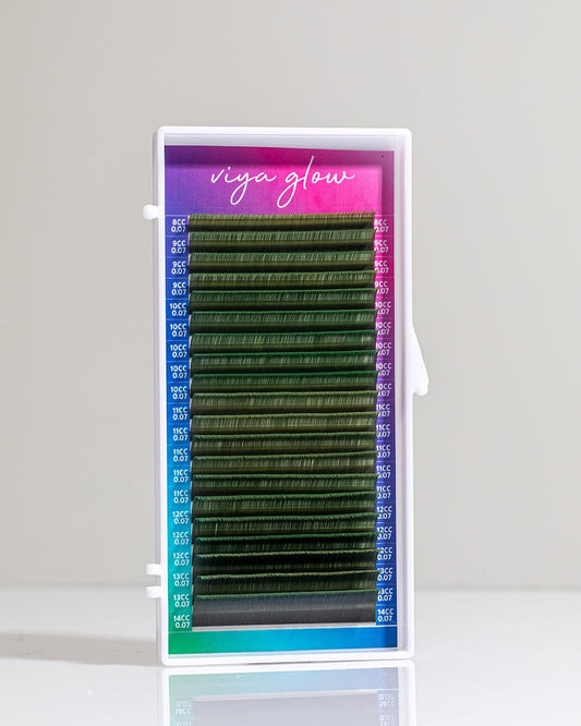Eyelashes for extension Viya GLOW MIX - Black Green OMBRE