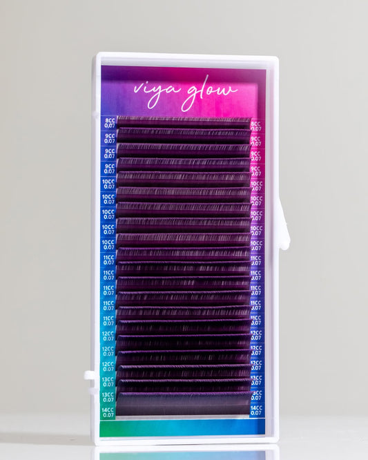 Eyelashes for extension Viya GLOW MIX - Black Purple OMBRE